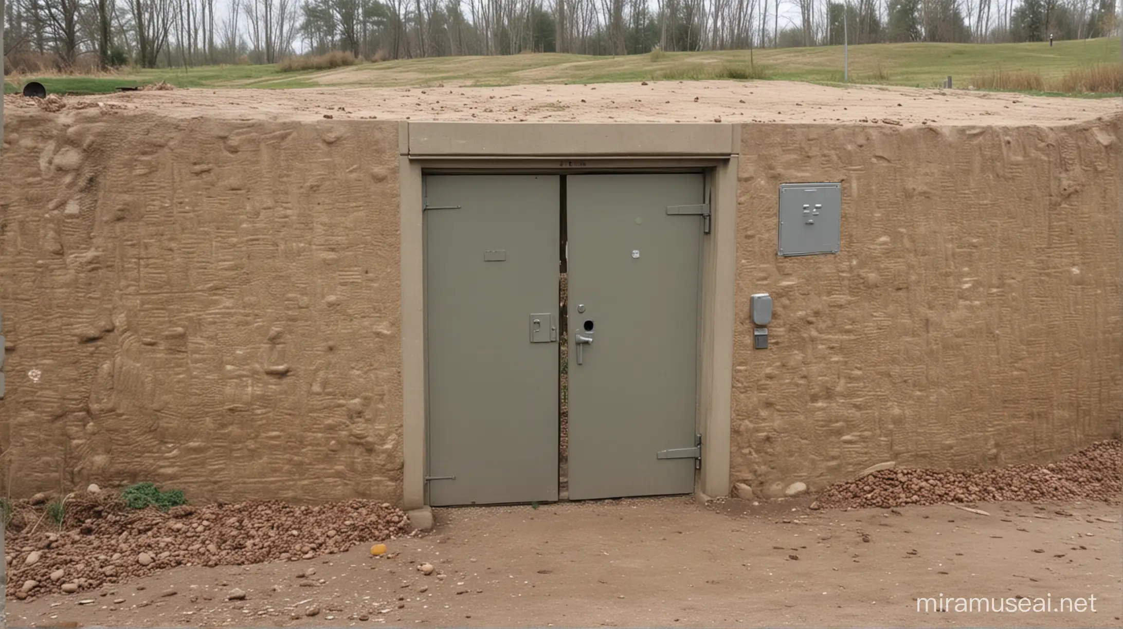 Secure Bunker with Locker Gate Fortified Underground Shelter with Security Gate