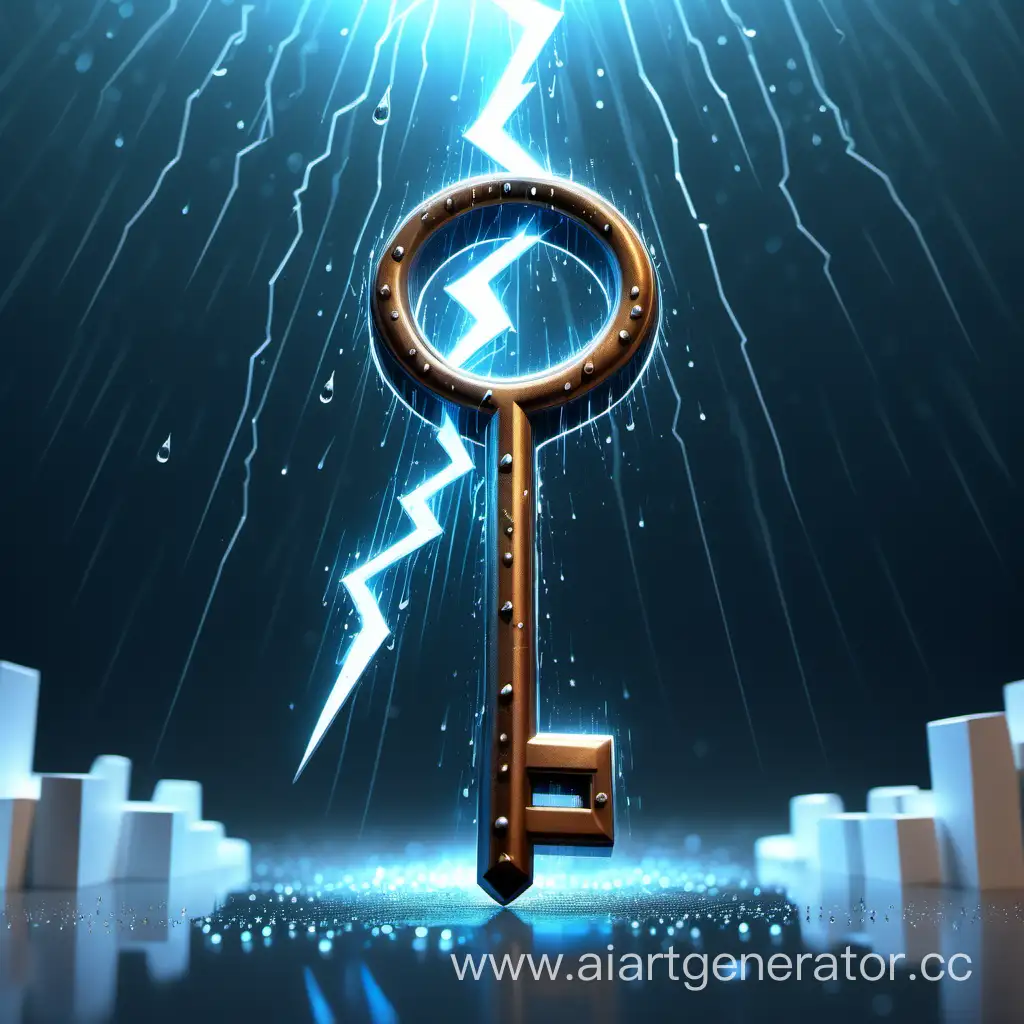 Ethereal-NFT-Musical-Key-with-Lightning-Bolts-and-Raindrops