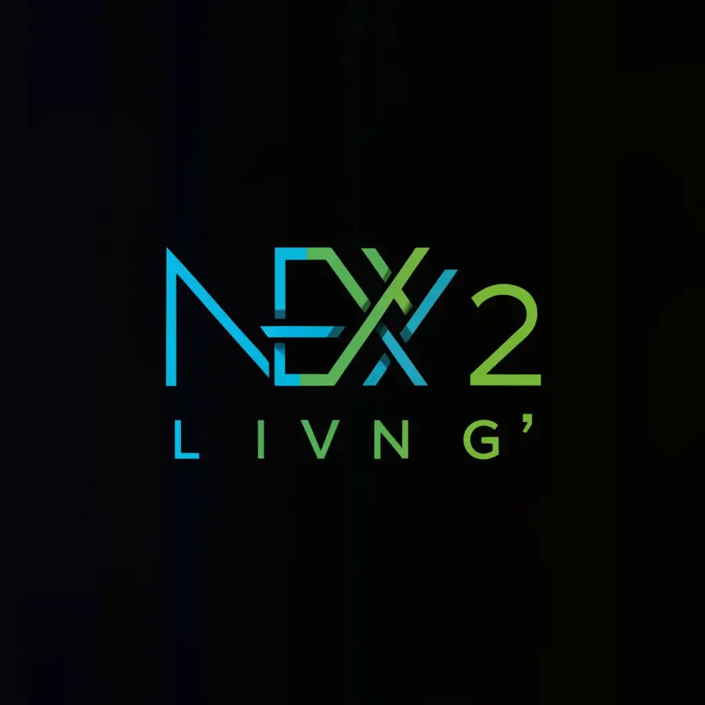 logo, In the context of "NEX2 Living '45" with the vision of environmentally friendly and innovative living at the new level by 2045. The name suggested an advanced lifestyle and your endurance projects in terms of green building. Create a serious logo. Write the letters with thin lines., with the text "NEX² LIVING 45", typography