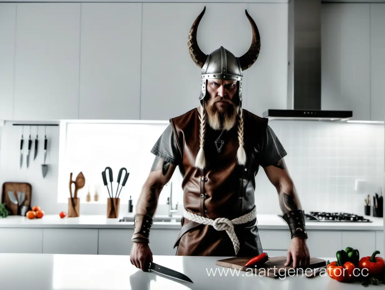 Modern-Viking-Sharpening-Knives-in-Stylish-White-Kitchen