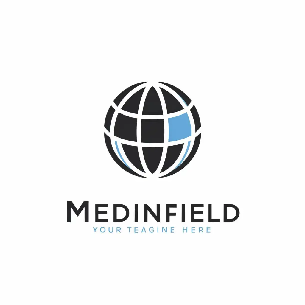 a logo design,with the text "MEDINFIELD", main symbol:UNIGLOBE,Moderate,be used in Real Estate industry,clear background