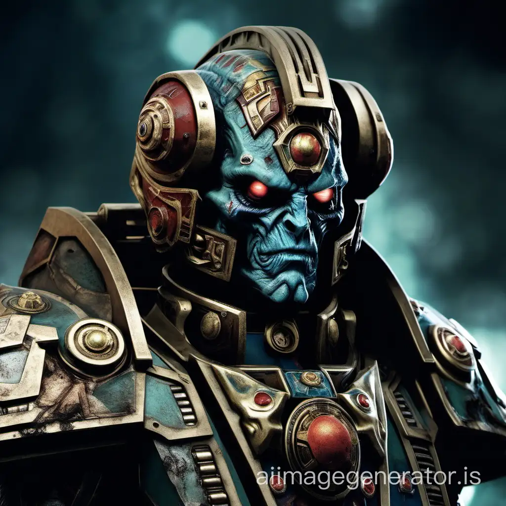a picture of a Warhammer 40k star god - c'tan - but with human-like face