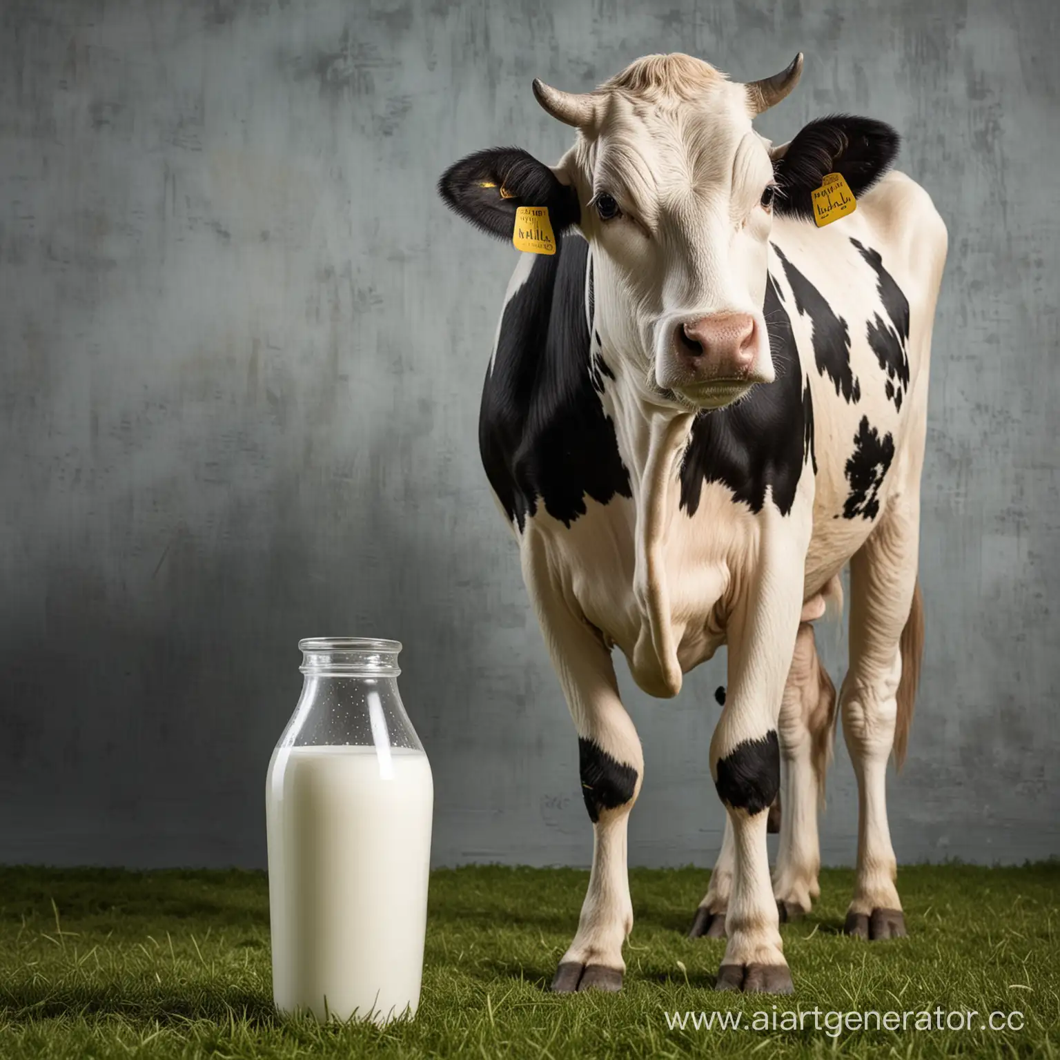 корова стоит с молоком