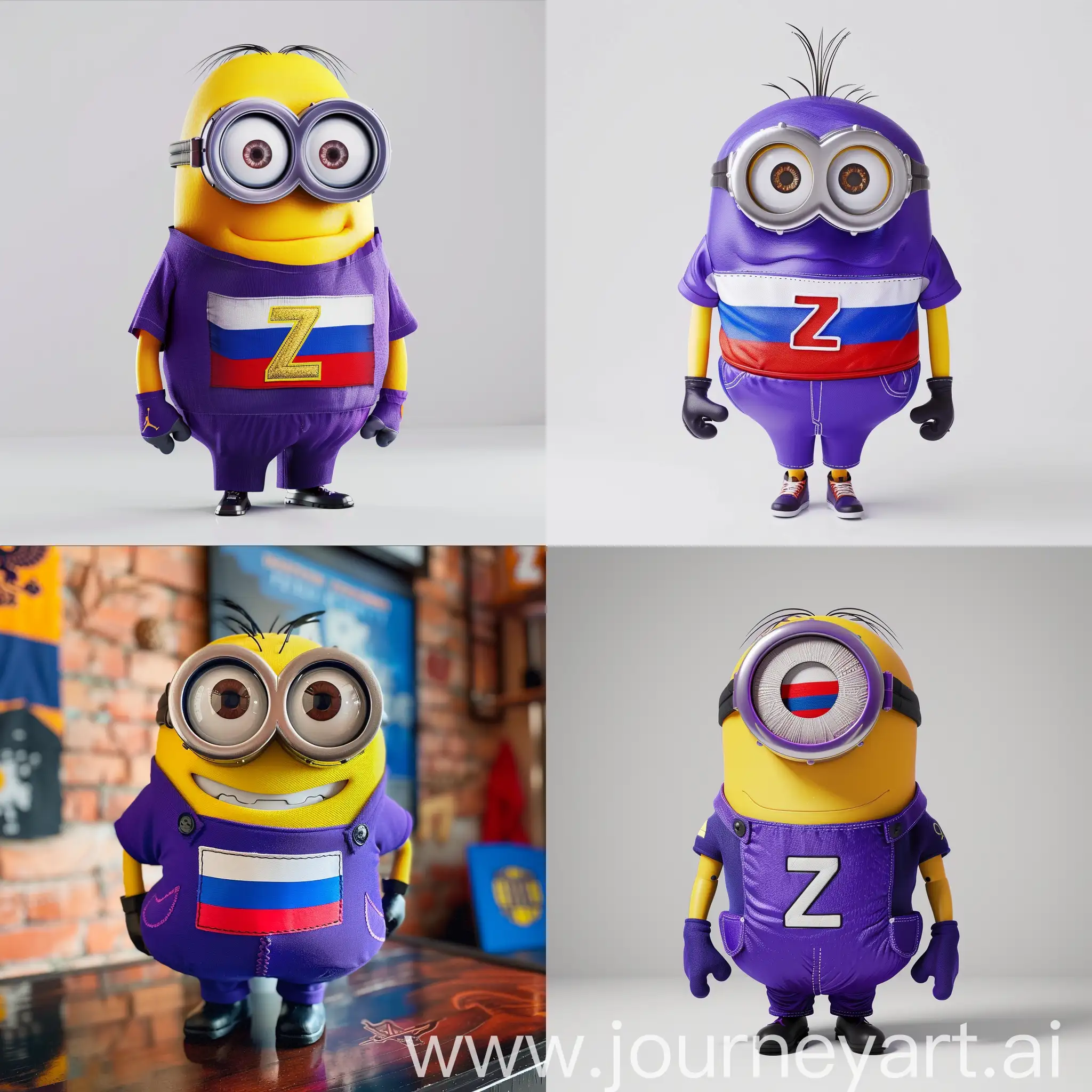 Muscular-Minion-in-Purple-Air-Jordans-with-Russianthemed-TShirt