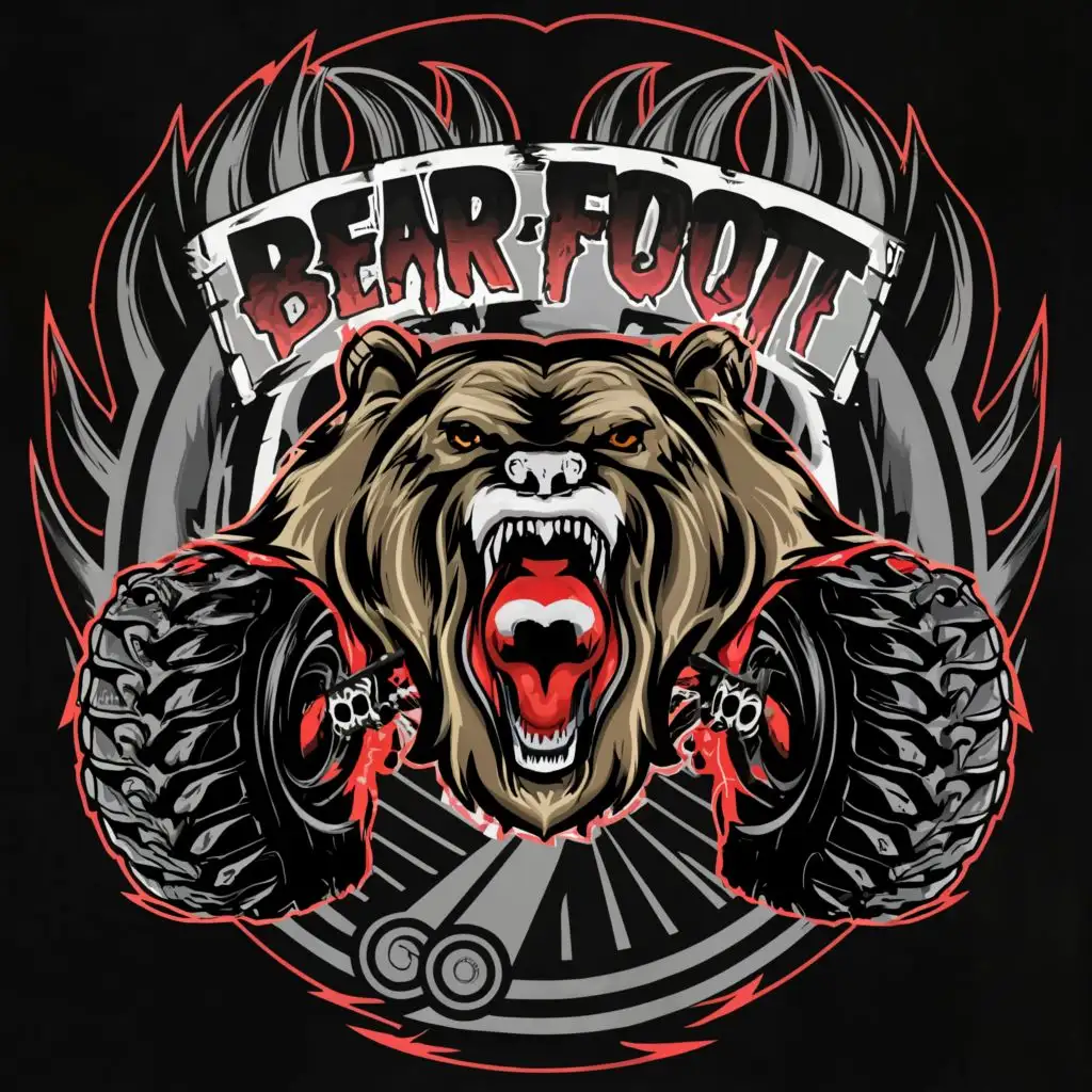 LOGO-Design-for-Bear-Foot-Red-Monster-Truck-with-Bear-Emblem-for-Entertainment-Industry