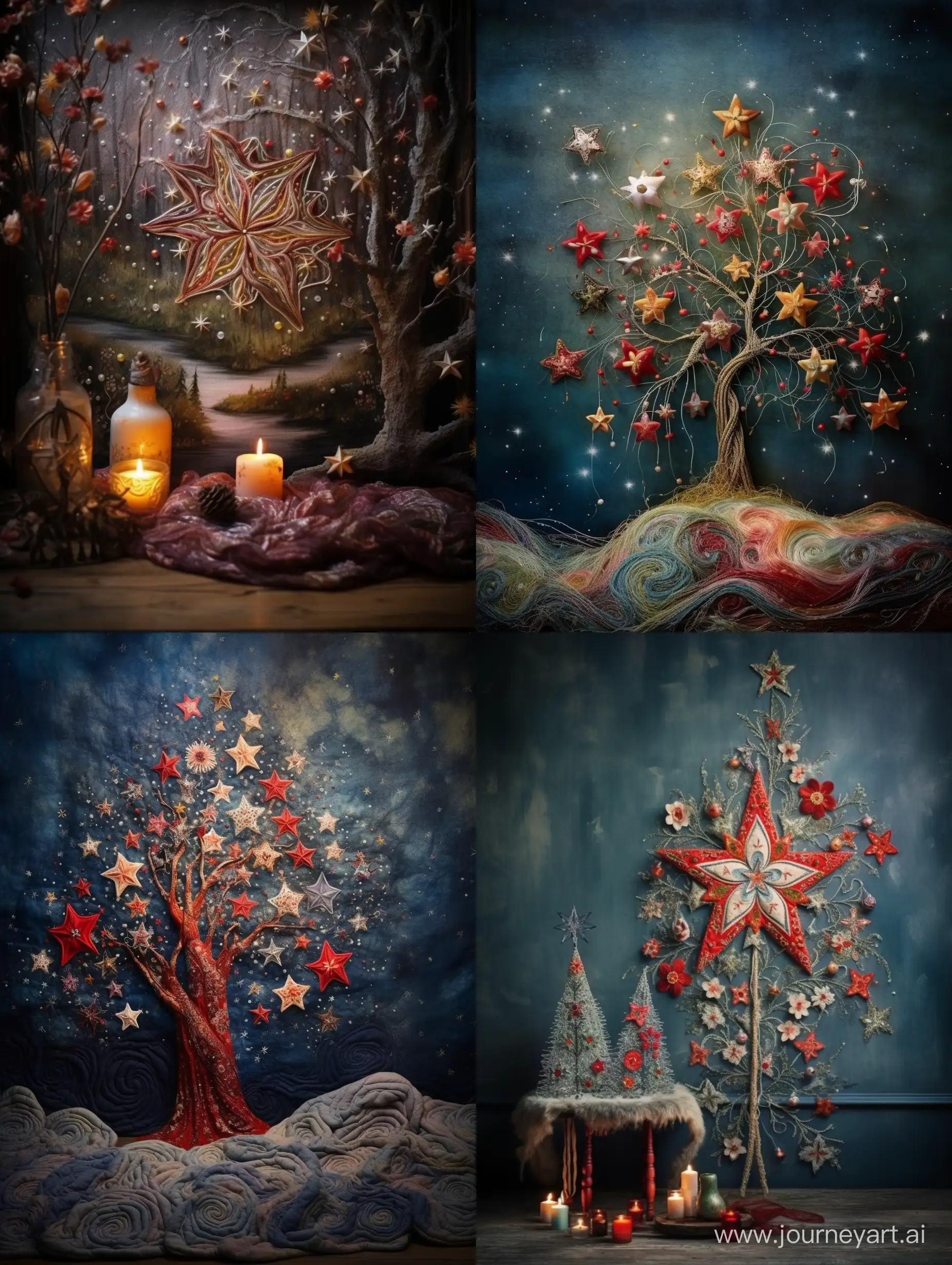 Exquisite-Fairy-Tale-Wool-Christmas-Star-with-Embroidery-and-Decorated-Tree