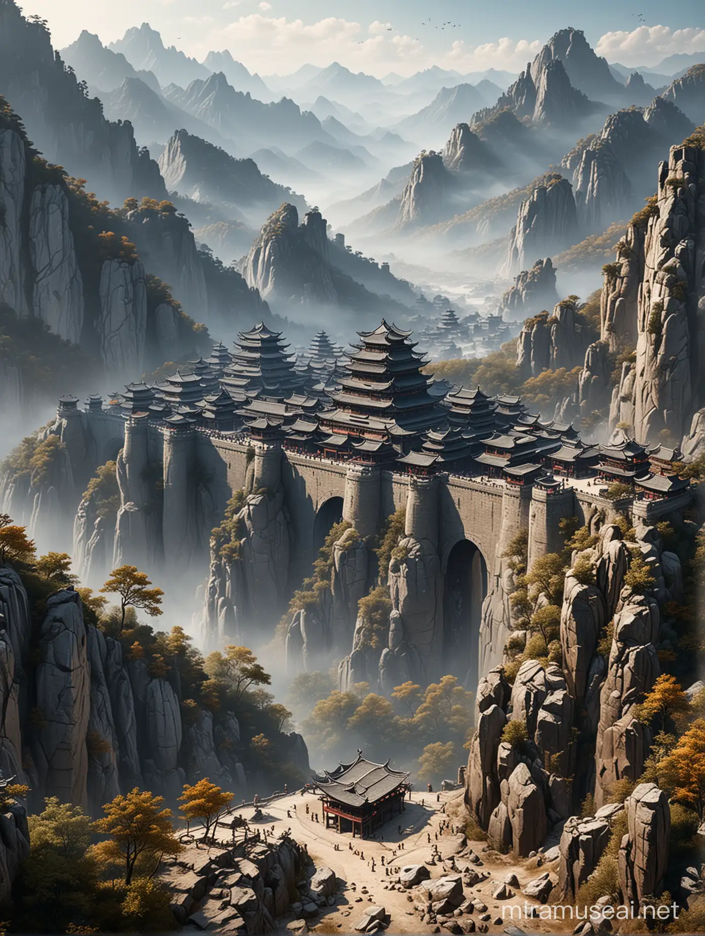 Chinese Mountain Stronghold Masters Grand Panoramic View