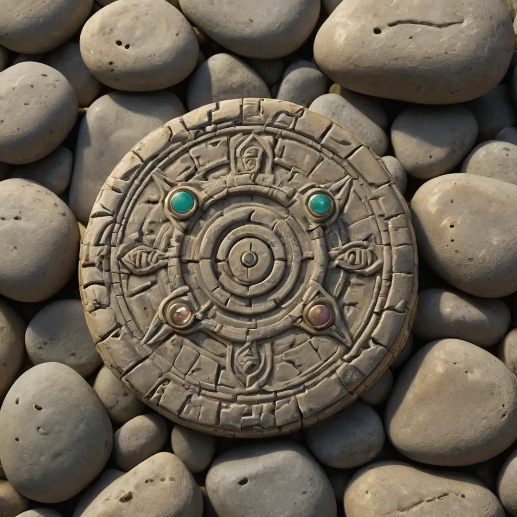 Next push button and previous push button made of ancient stone in the theme of ultima online