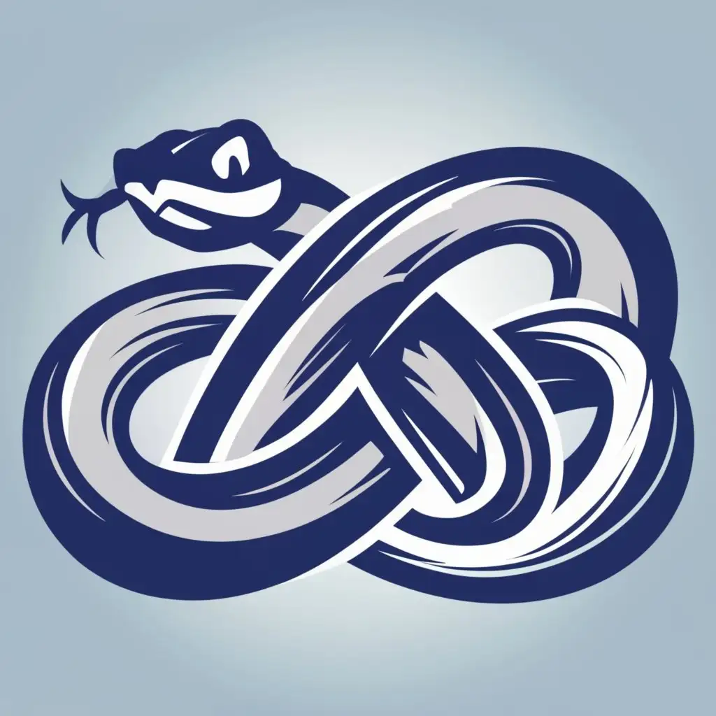 logo, Snake like an infinity symbol, blue colors, drawn in aggressive style, with the text "Infinity", typography, be used in Entertainment industry