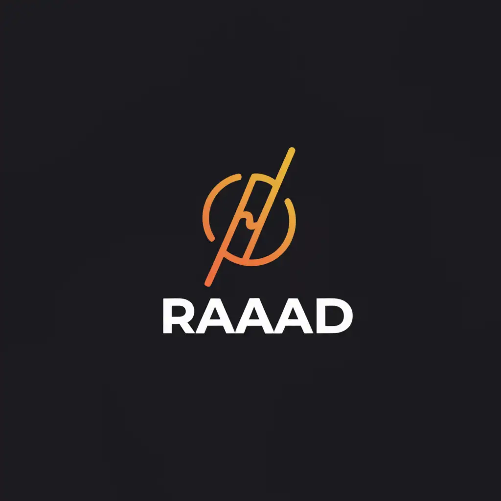 a logo design,with the text "Raad", main symbol:lightening in the shape of a  moon,Minimalistic,be used in Finance industry,clear background
