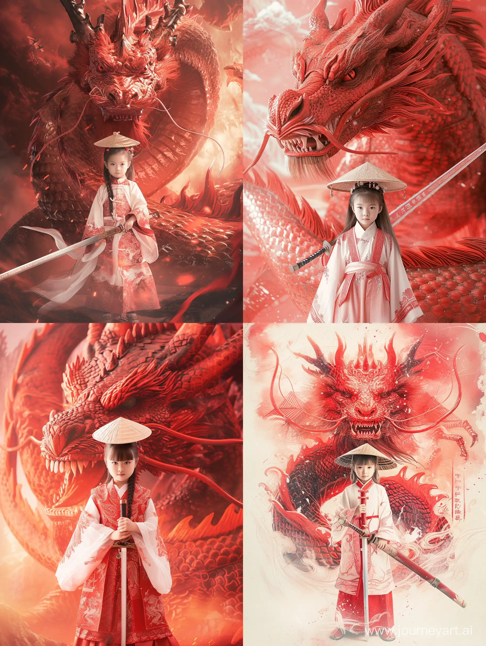 Young-Girl-in-Traditional-Chinese-Attire-Confronting-Dreamy-Red-Dragon-with-Sword