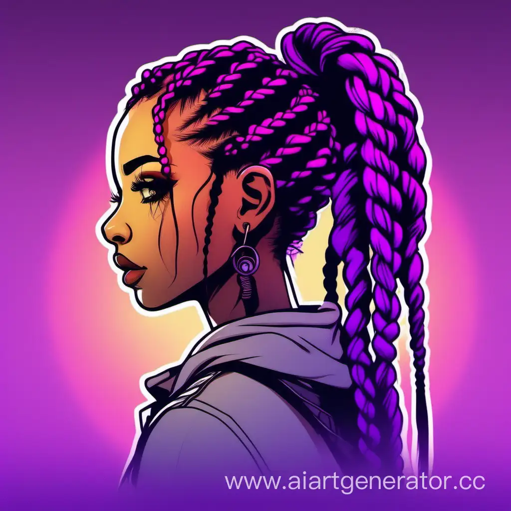 Vibrant-Neon-Dreads-Girl-with-Ponytail-in-Cartoon-Style