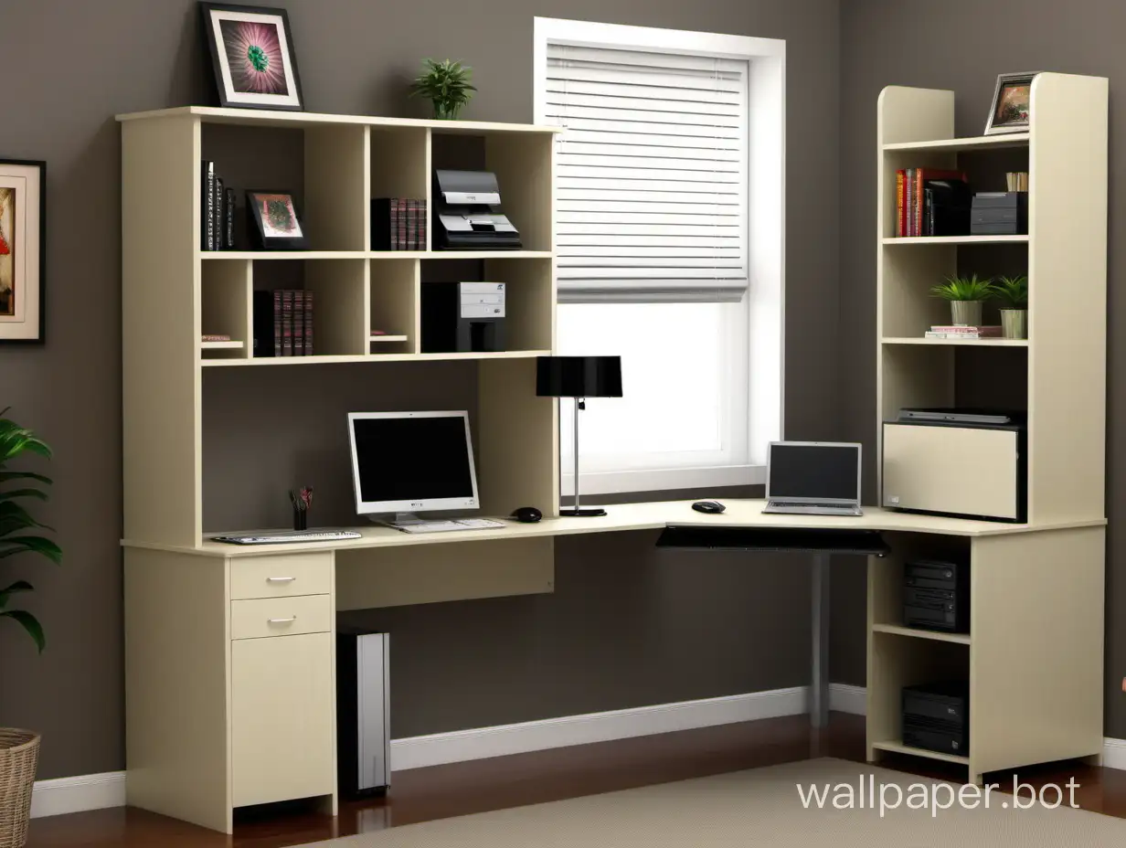Modern-Computer-Desk-with-Shelves-and-Cabinet-by-the-Window