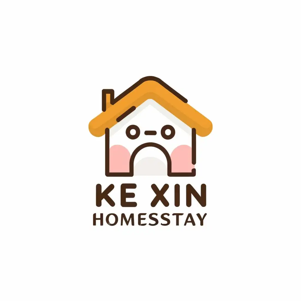 a logo design,with the text "Ke Xin Homestay", main symbol:Cartoon, simplicity, white background,Moderate,clear background