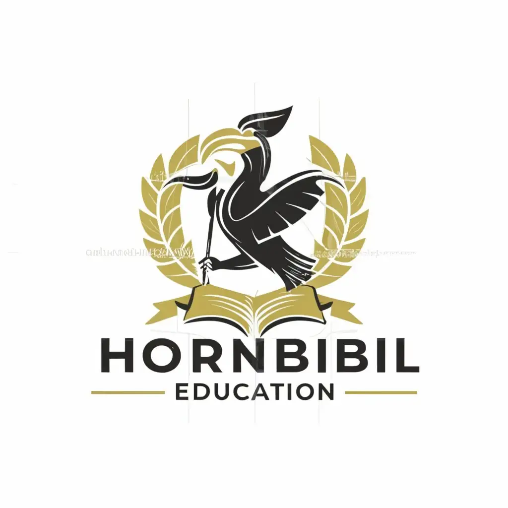 a logo design,with the text "Ang Tariktik", main symbol:A hornbill bird with a quill circled with laurel,Moderate,be used in Education industry,clear background