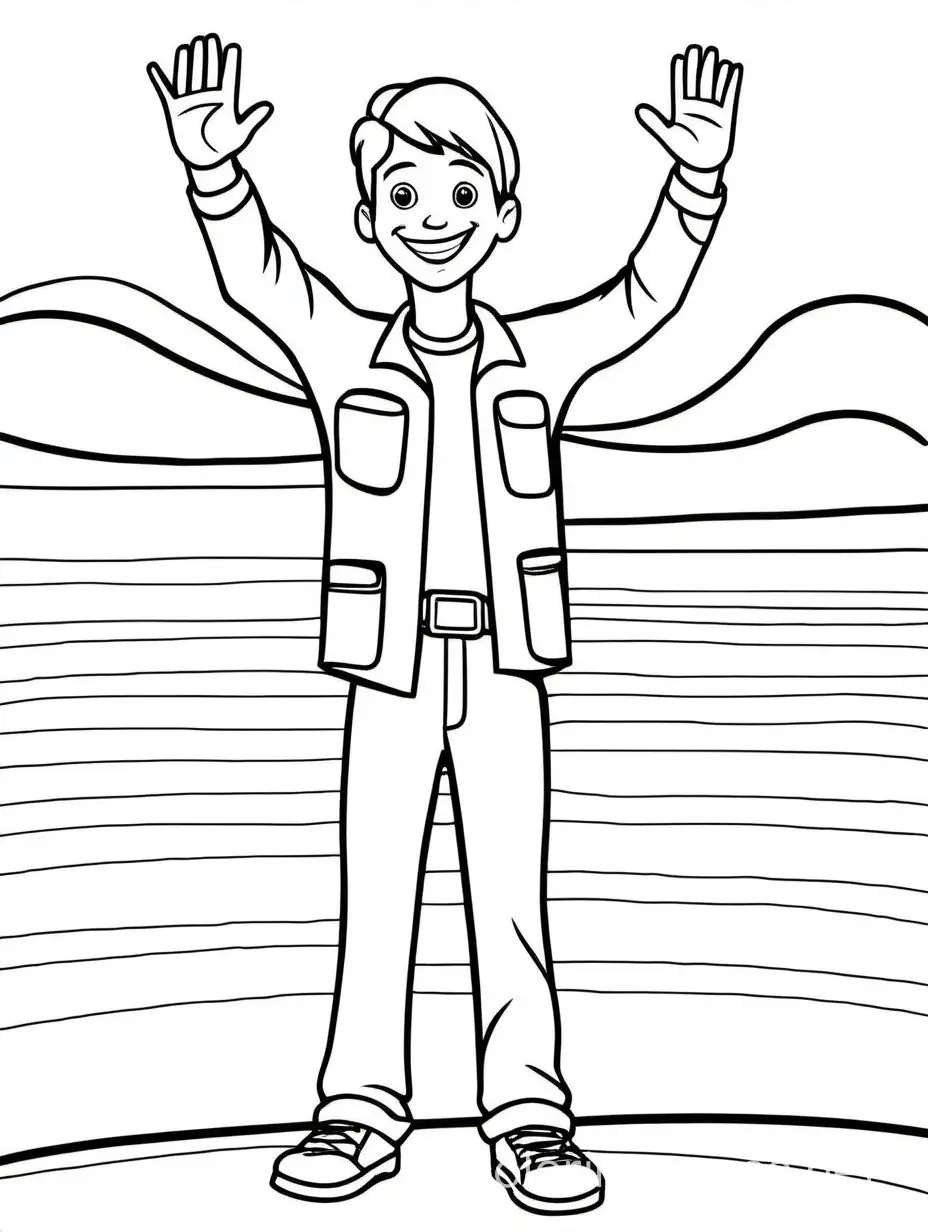 Smiling-Man-Waving-in-Black-and-White-Coloring-Page
