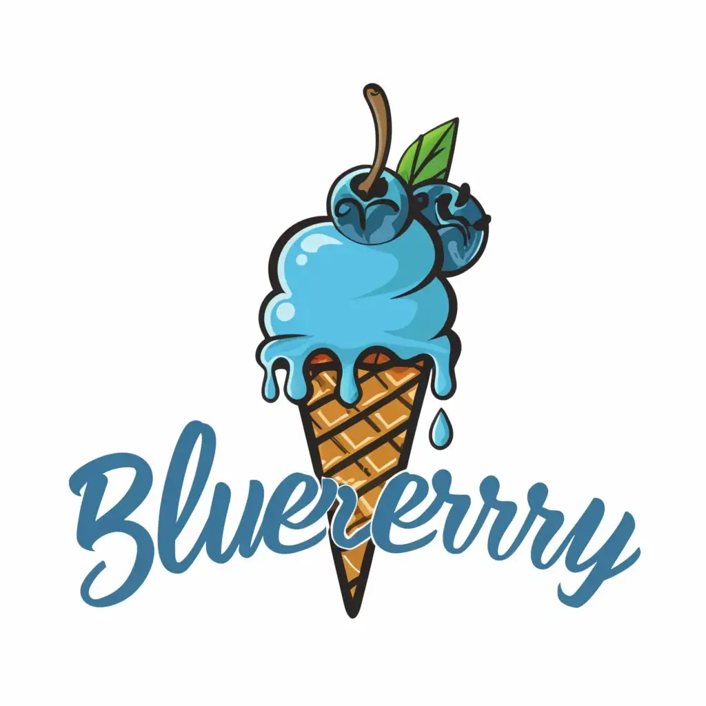 a logo design,with the text "Blueberry", main symbol:Ice cream,complex,clear background