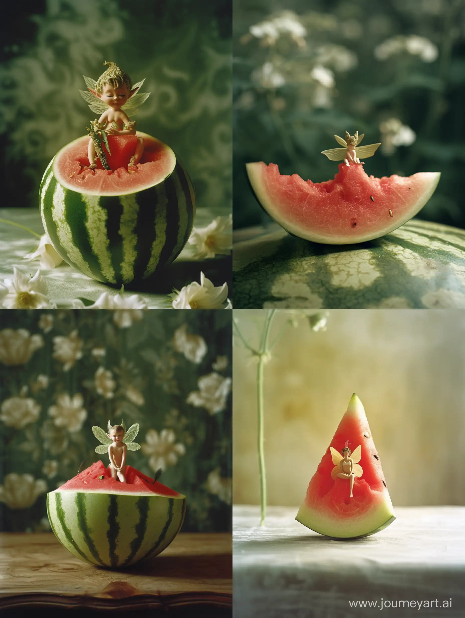 Enchanting-Fairy-in-Symmetrical-Watermelon-Setting