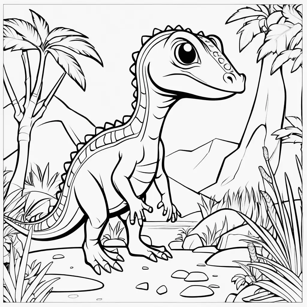 ccolouring page for kids , colouring page for kids , small size Augustynolophus
cartoon style , thick lines , low detail , no shading --r 911,