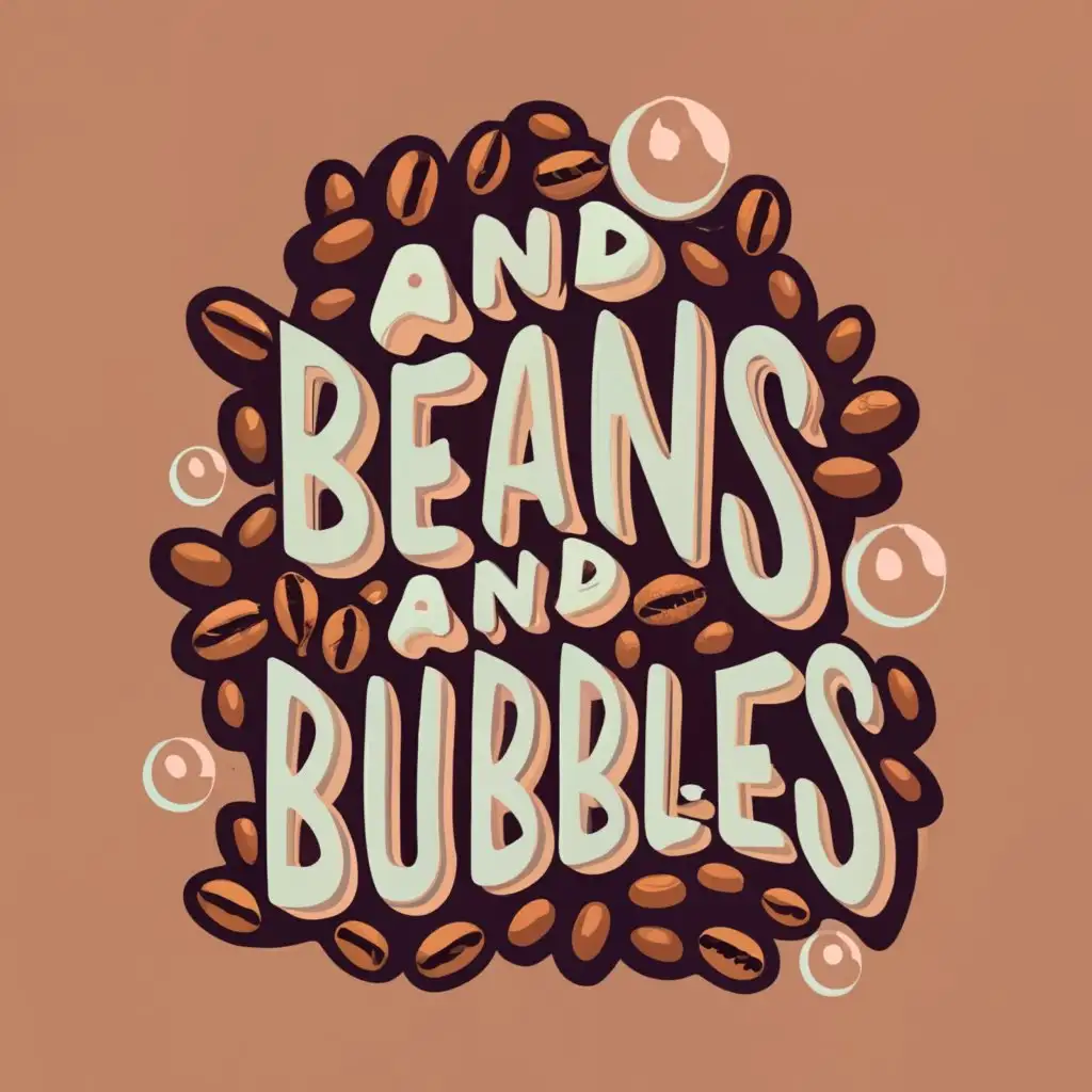 logo, Coffee beans and Boba Tea's Bubbles, logo need to be more creative, playful and professional with depth and abstract in meaning, with the text "Beans and Bubbles", typography, be used in Restaurant industry