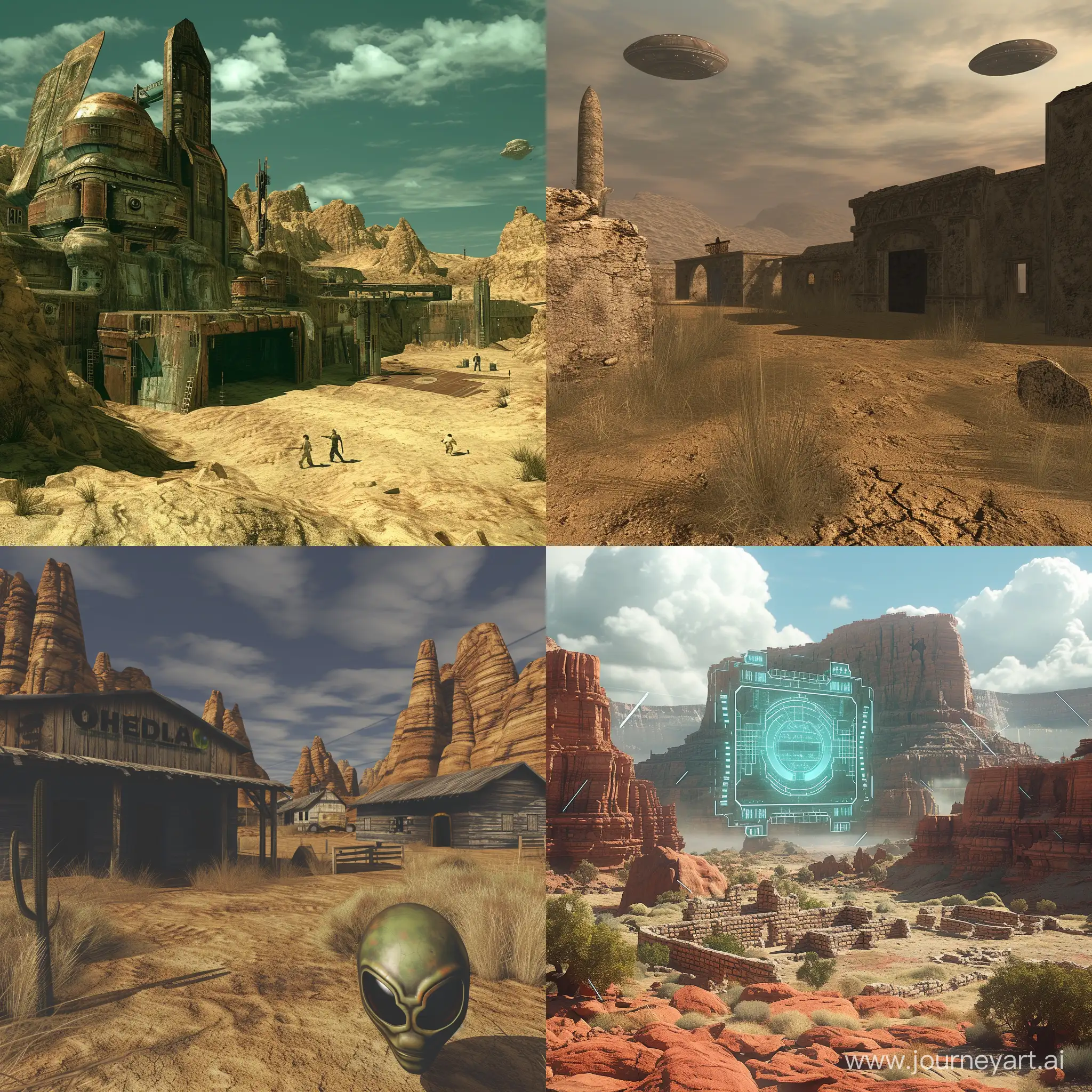 Eerie-3D-Cyberpunk-Horror-Ranch-with-Alien-Ruins-in-a-Desert-Setting