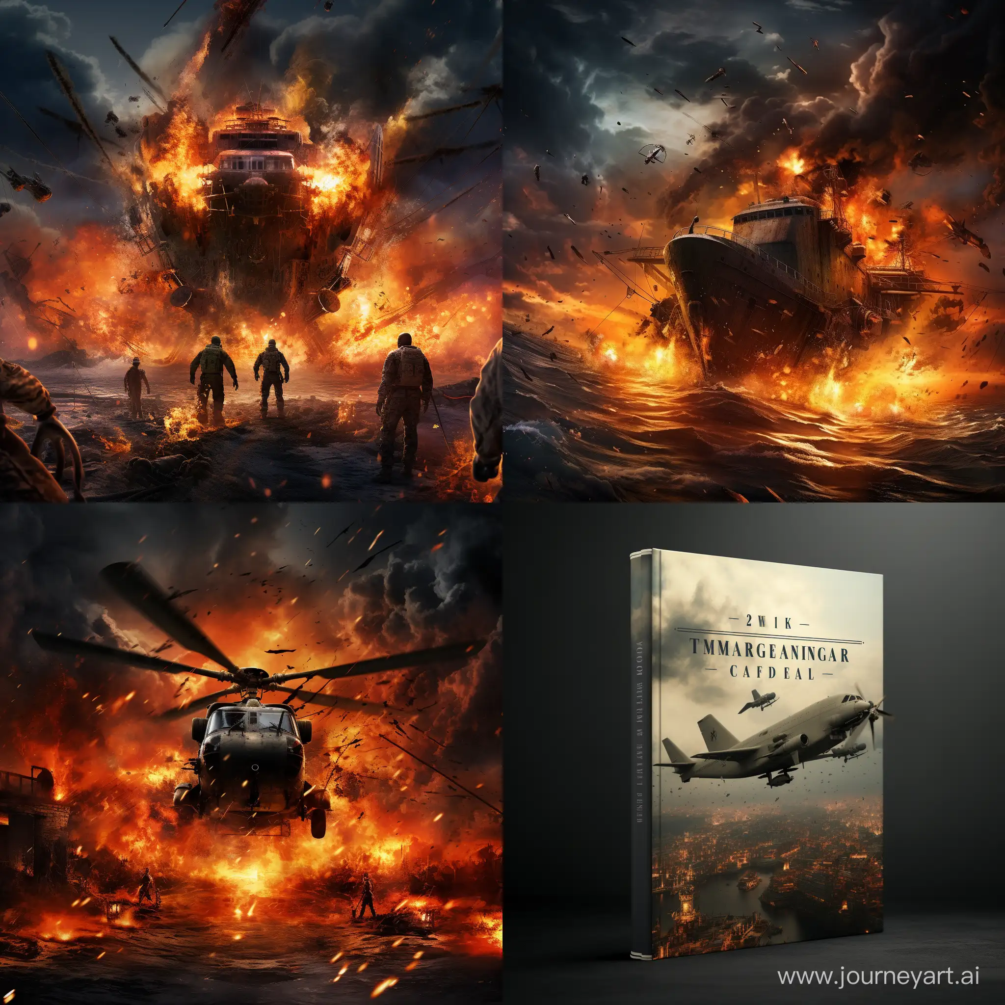 Epic-Book-Cover-WORLD-UNDER-ATTACK-Depicts-Intense-Marine-and-Aircraft-Warfare