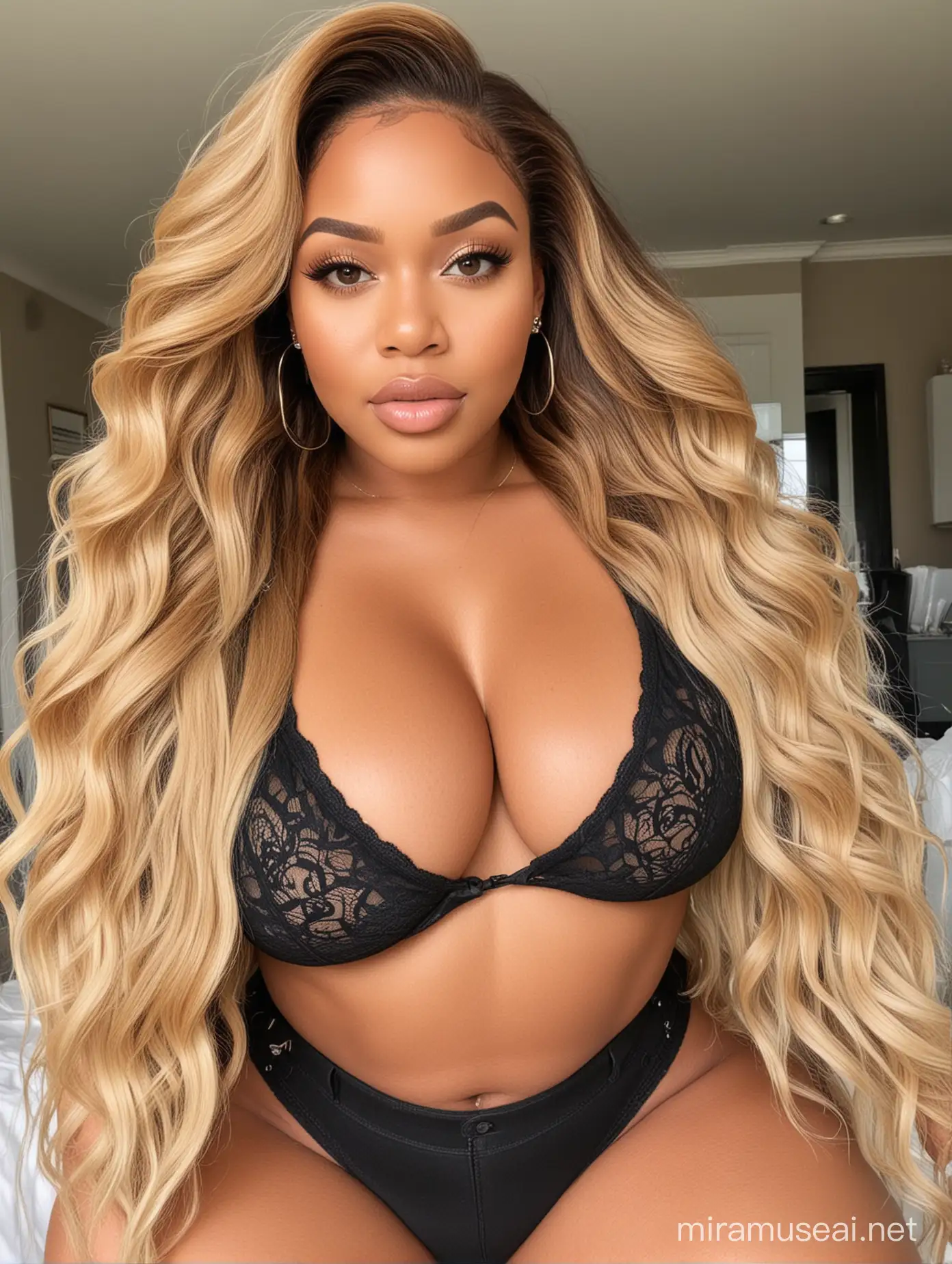 Curvaceous South African Woman in Seductive Full Body Portrait with Straight Brunette HD Lace Front Weave