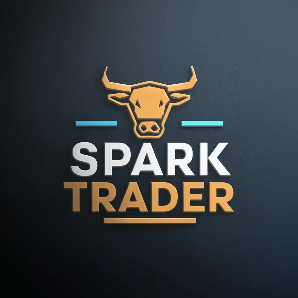 logo, Bull, with the text "Spark Trader", typography, be used in Finance industry