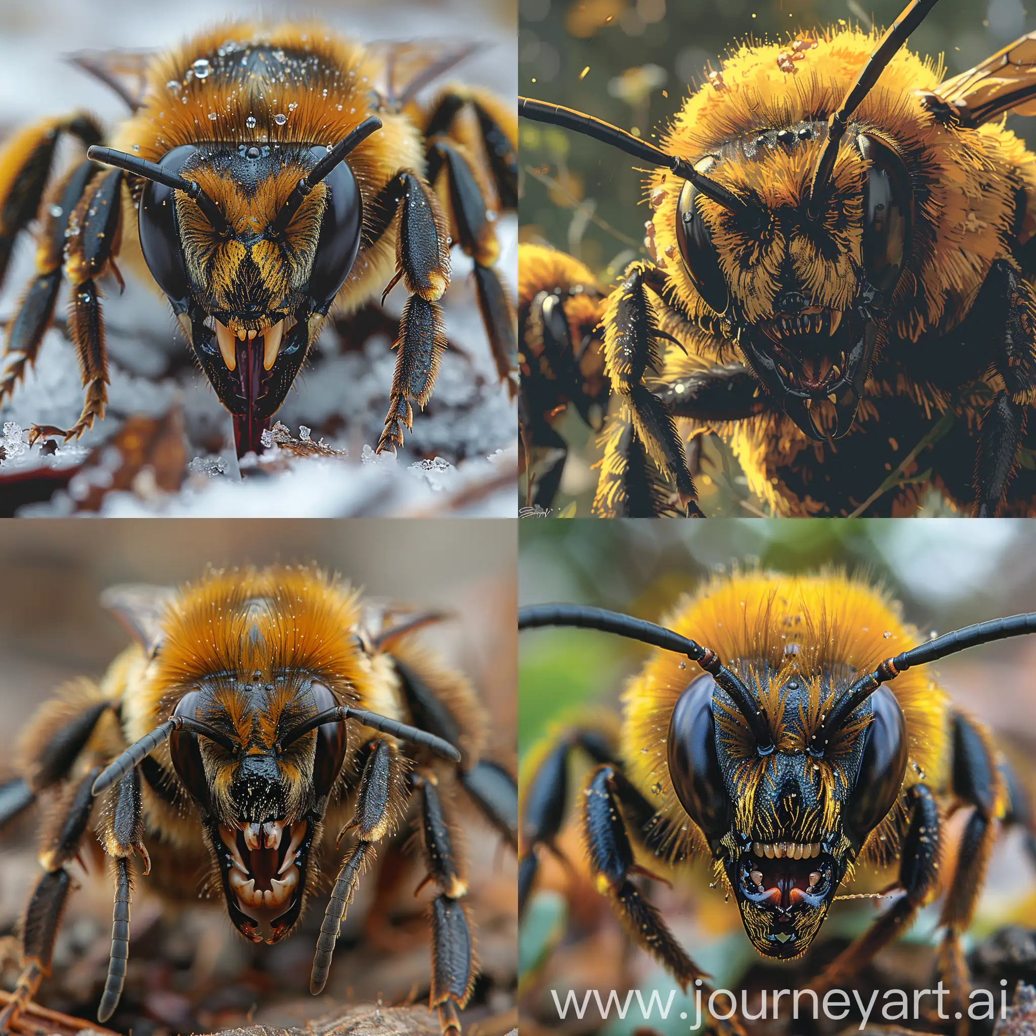 savage angry bee with teeth dynamic angle   --stylize 750.