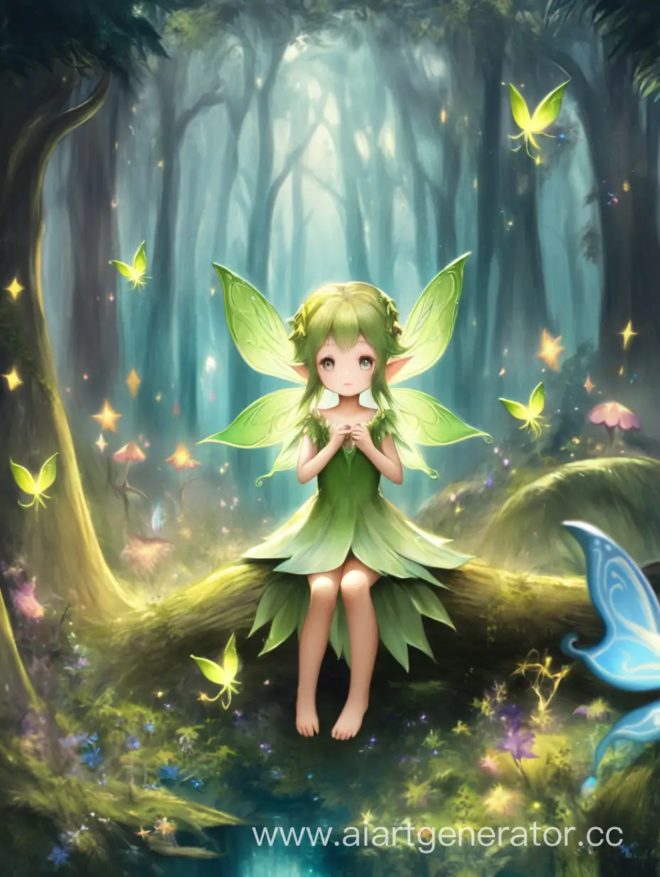 маленькая фея в фантастическом лесу