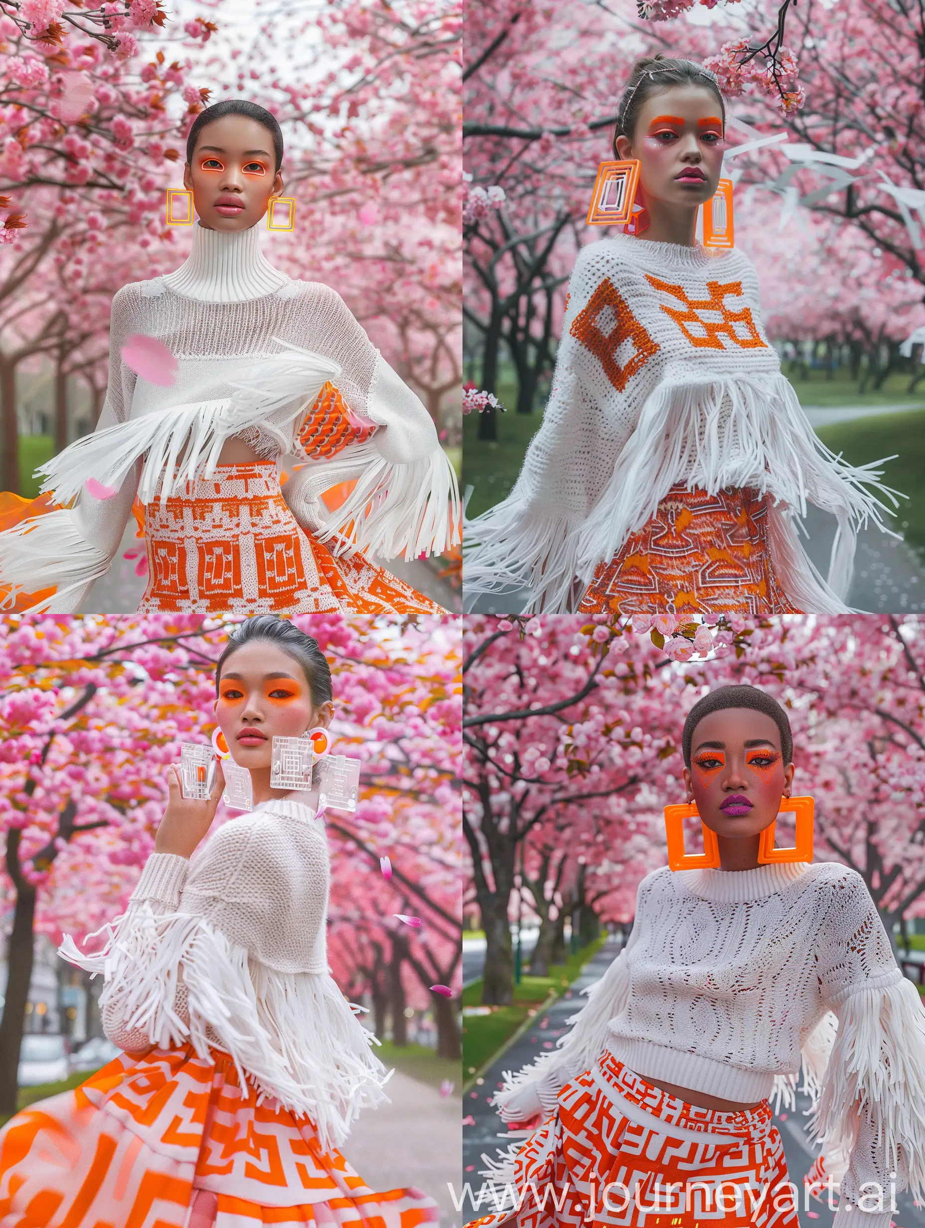 Spring-Park-Scene-with-Cherry-Blossoms-and-Trendy-Fashion-Model