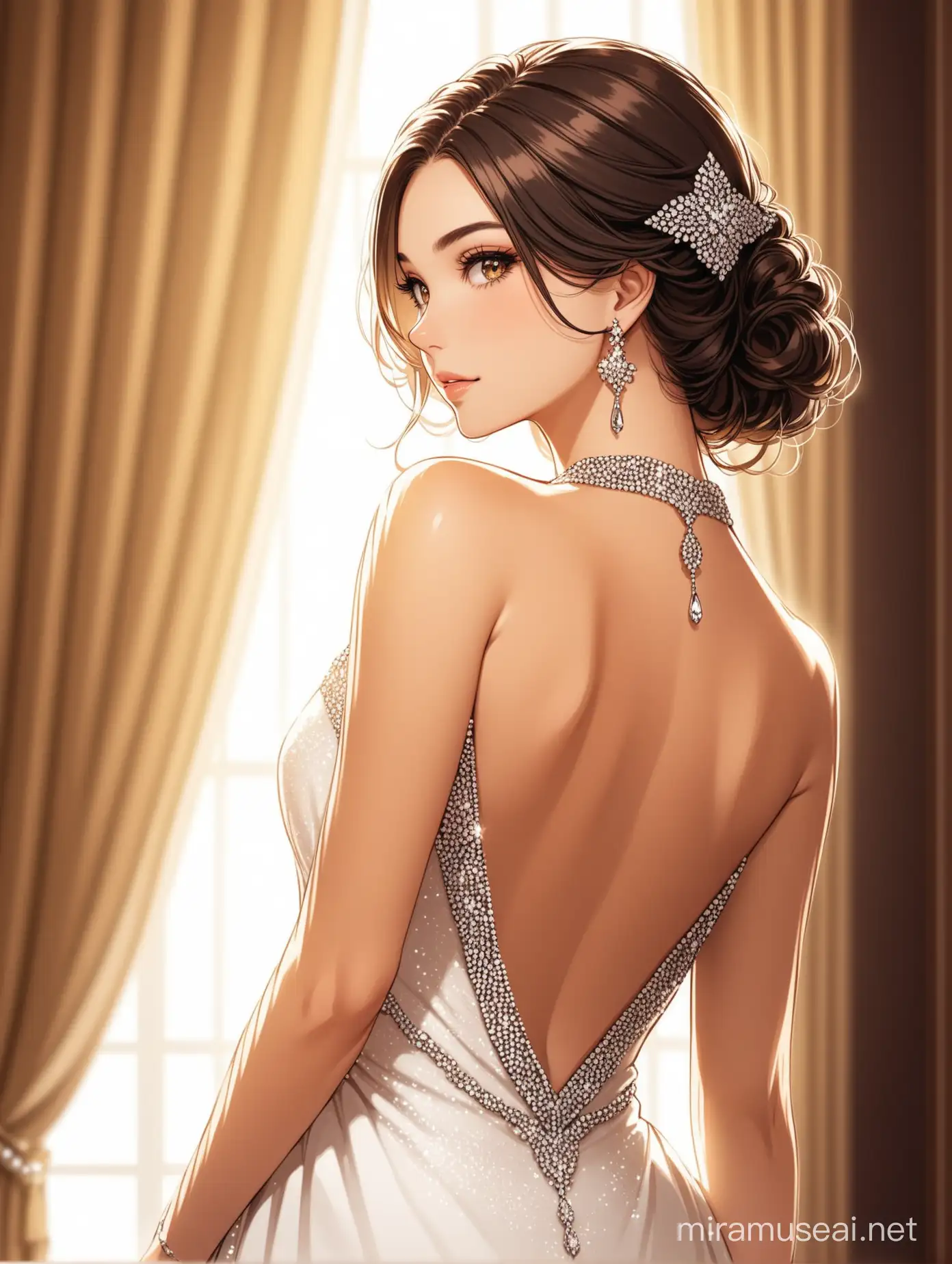 Elegant Rich Girl Looking Over Shoulder Portrait