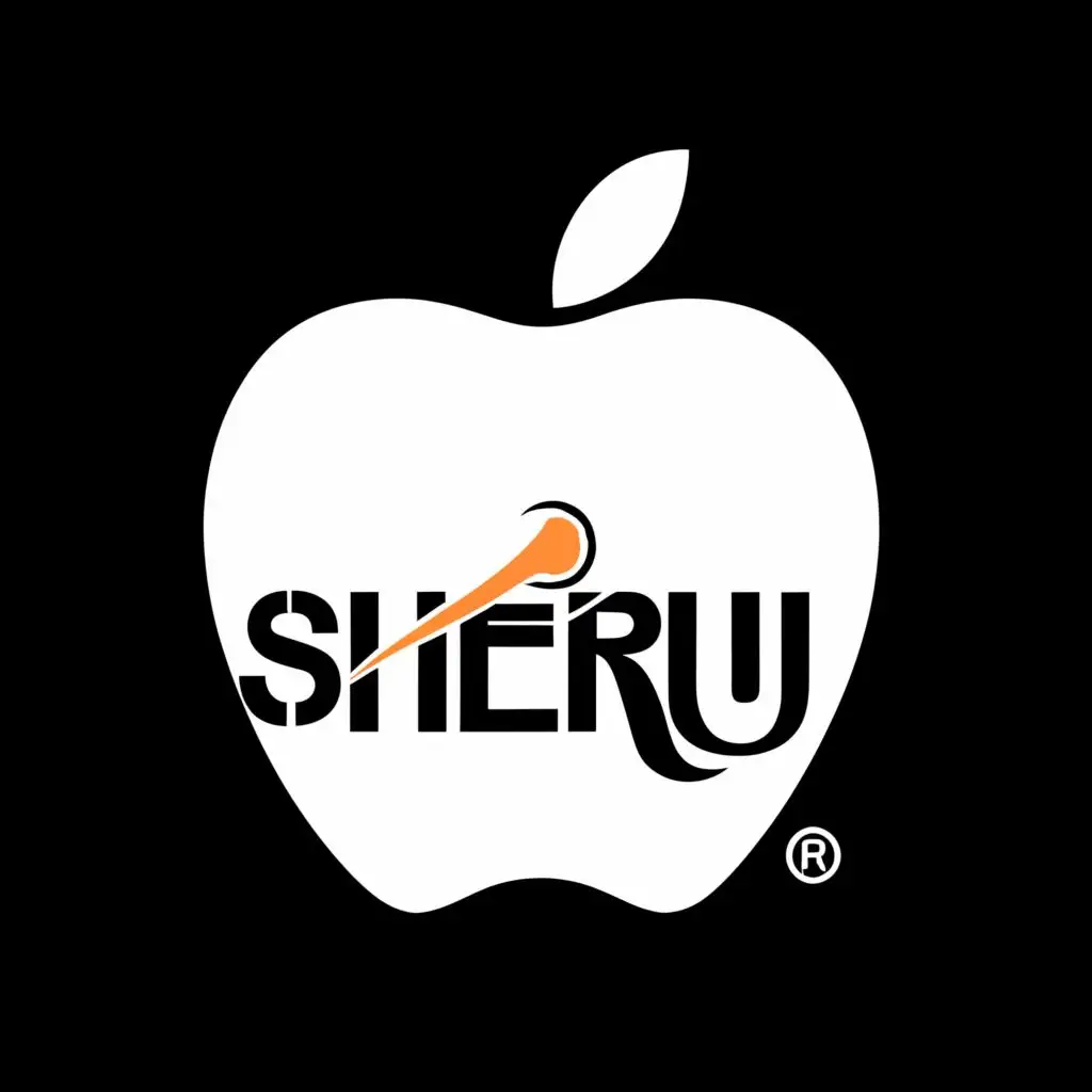 logo, apple, with the text "Sheru", typography