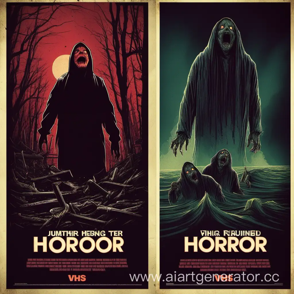 постеры с отсылками на vhs фильмы ужасов