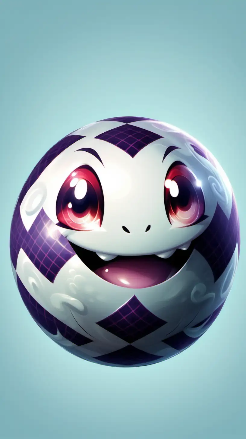 high fantasy checkerboard elemental checkerboard evil smiling cute kawaii floating checkerboard circularball checkerboard in the shape of an orb pokemon