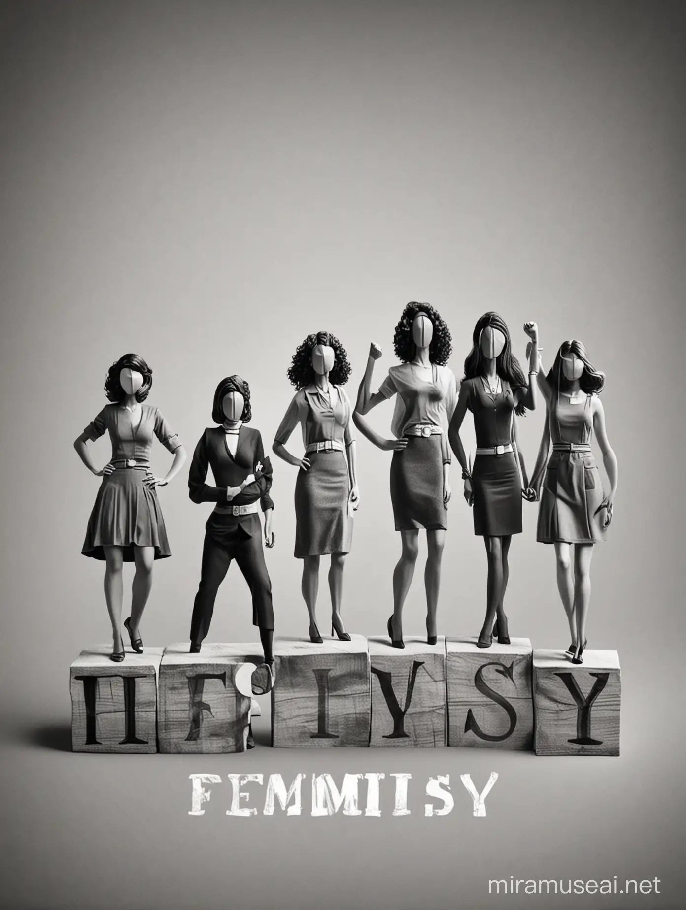 feminism, empowerment, group of women, value by achievement, rebellion, and team work