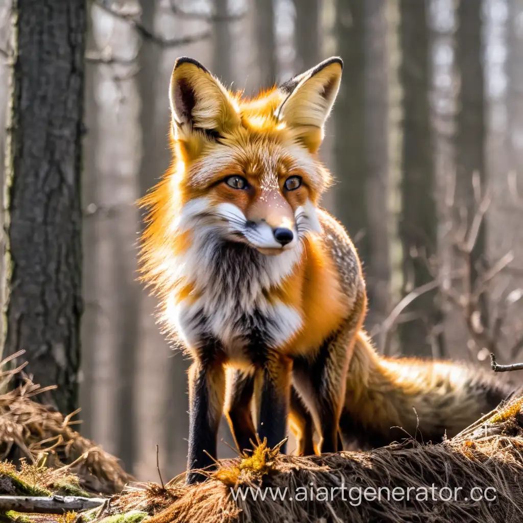 fox 
in a  bulgarian forest