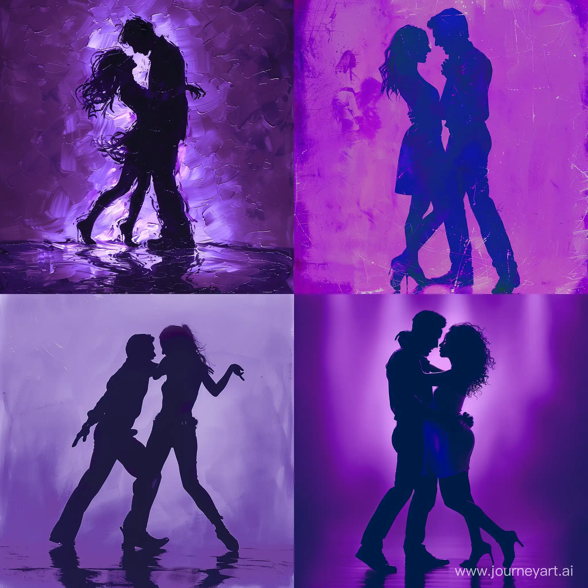 dance couple , background purple ,