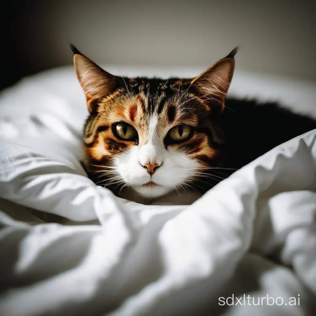 a cat in bed
