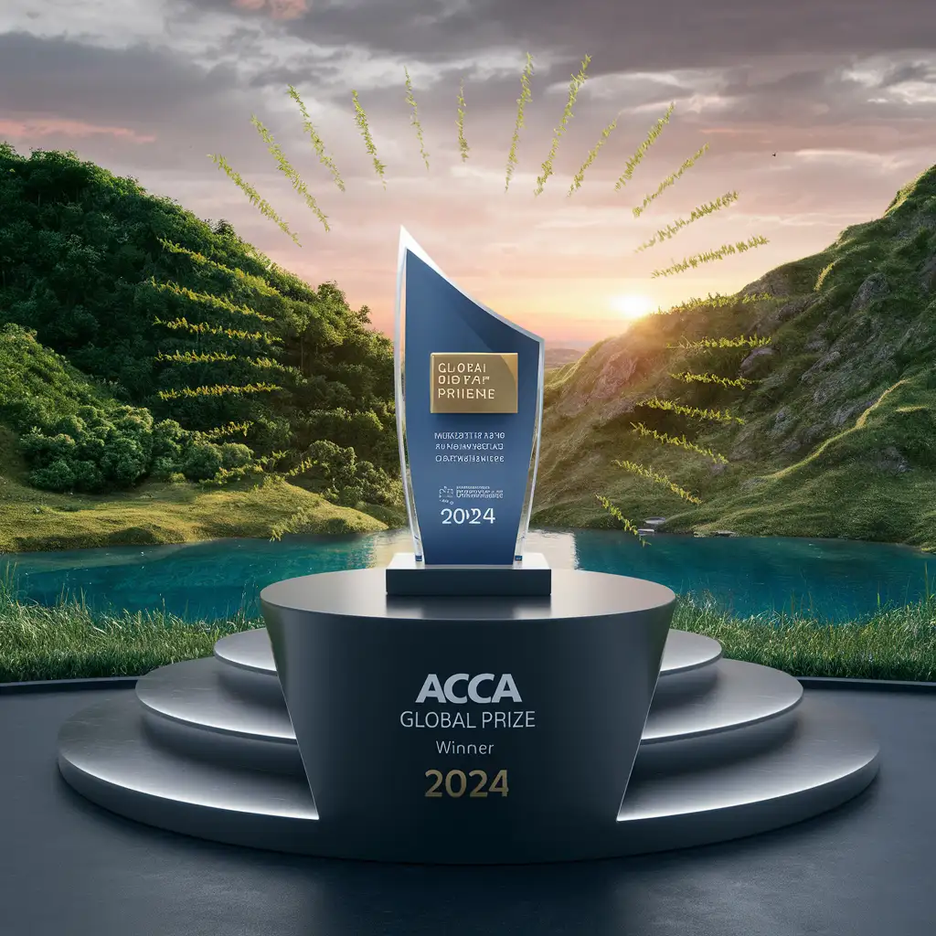 ACCA global prize winner 2024, write it on a natural positive background