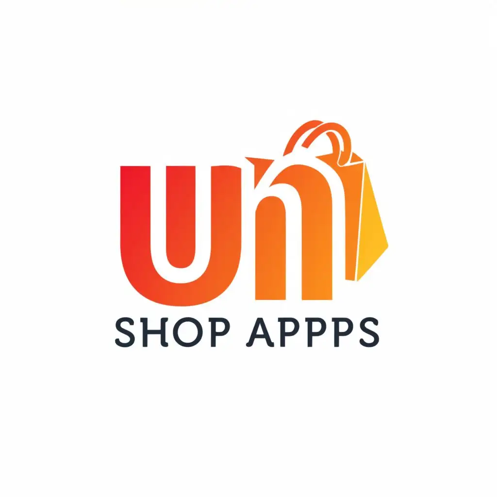 logo, UM, with the text "UM SHOP APPS", typography, be used in Retail industry