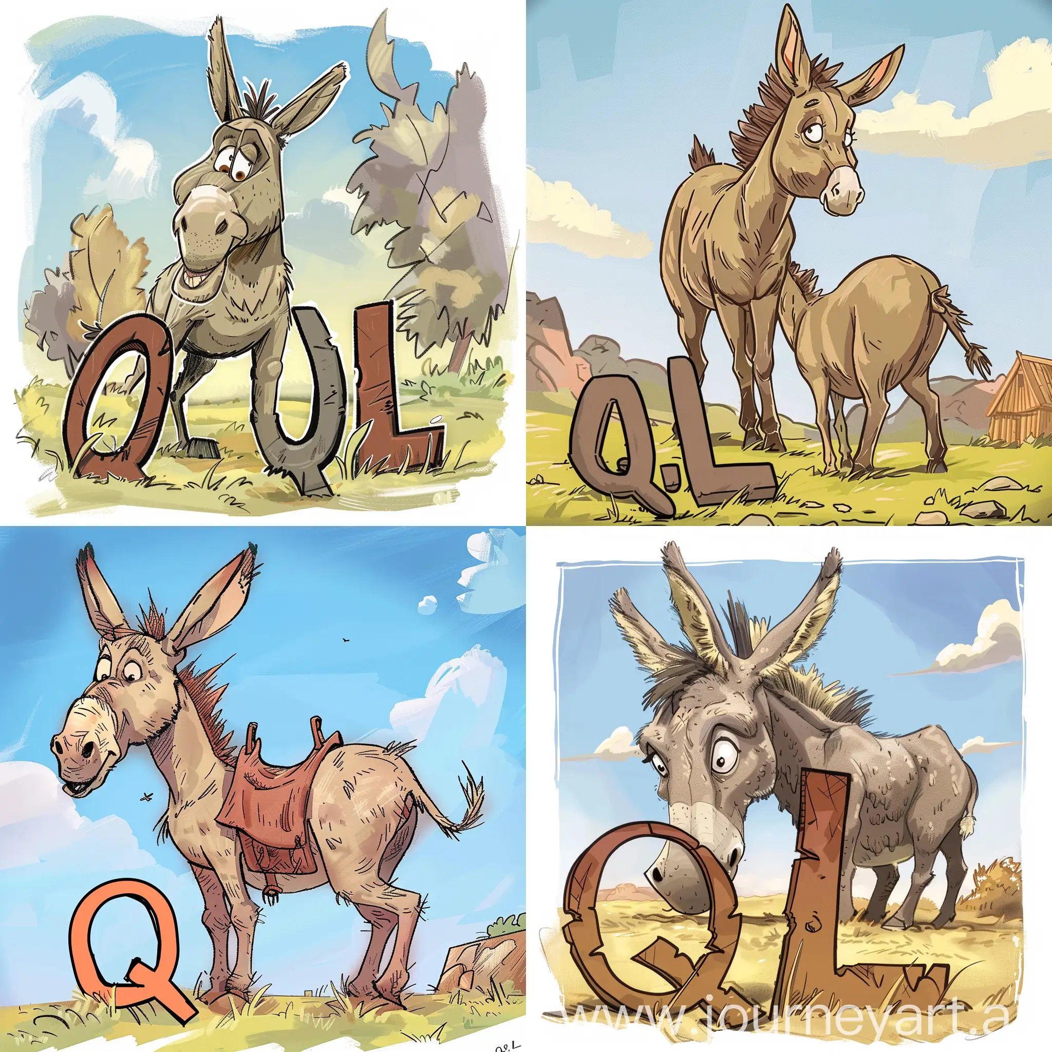 Cartoon-Donkey-with-QL-Letters