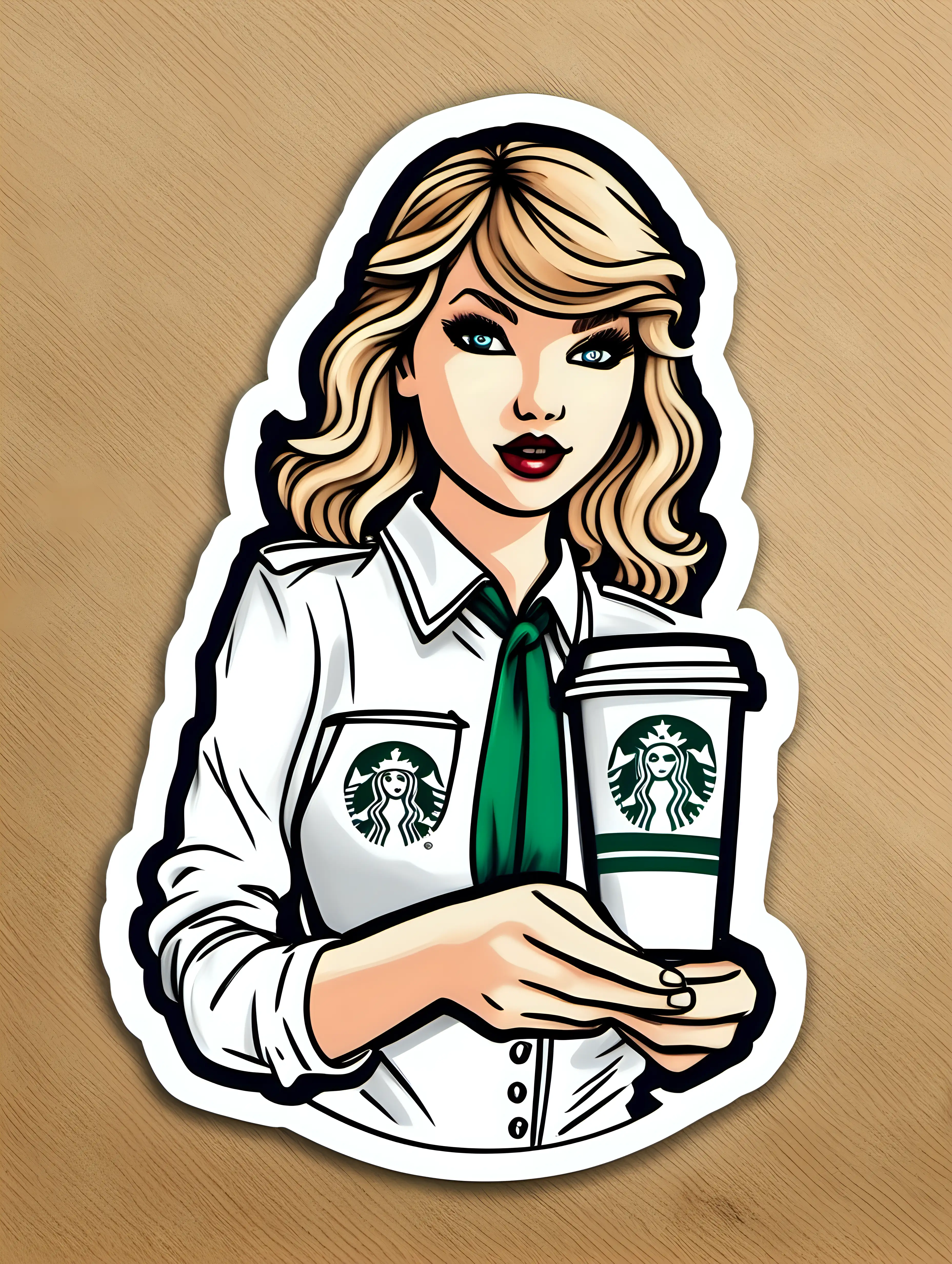 Enchanting Taylor Swift Animated in Starbucks Uniform Crafting Coffee Magic
