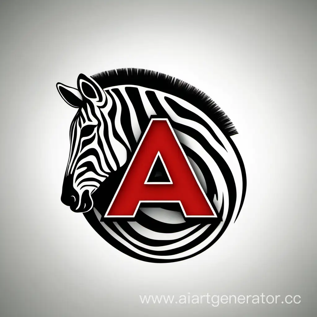 Zebra-Patterned-Letter-A-in-White-and-Red-Logo-Design