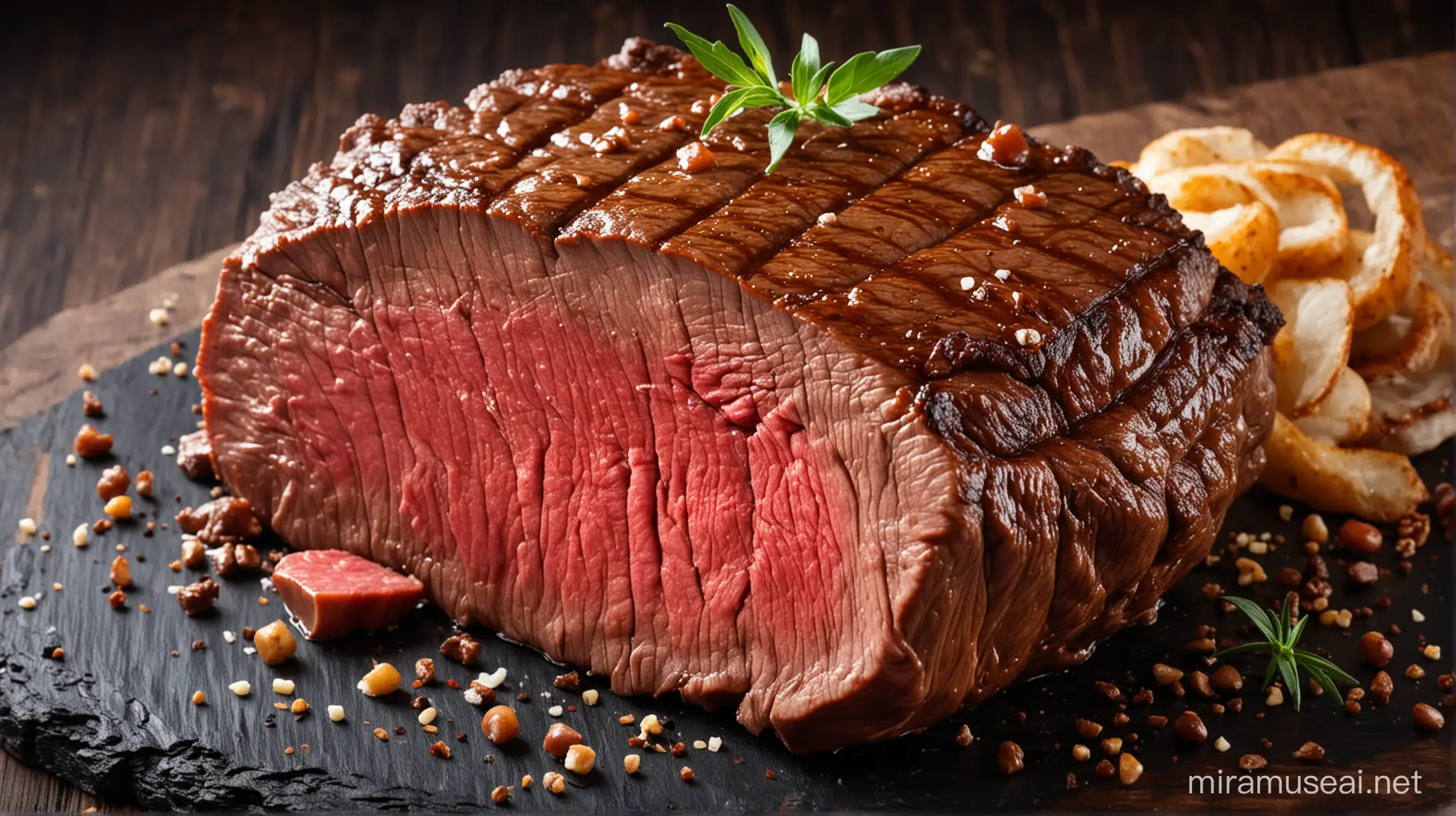 Sizzling Beef Steak on a Gourmet Plate