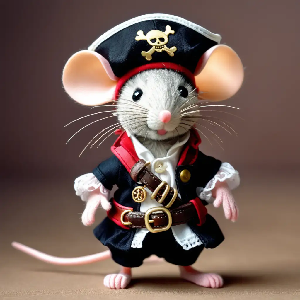 delicate little girl mouse dressed as a pirate