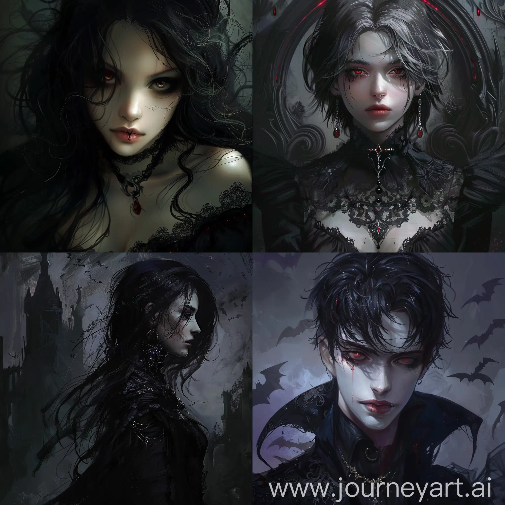 Dark fantasy, gothic horror, anime style, vampire