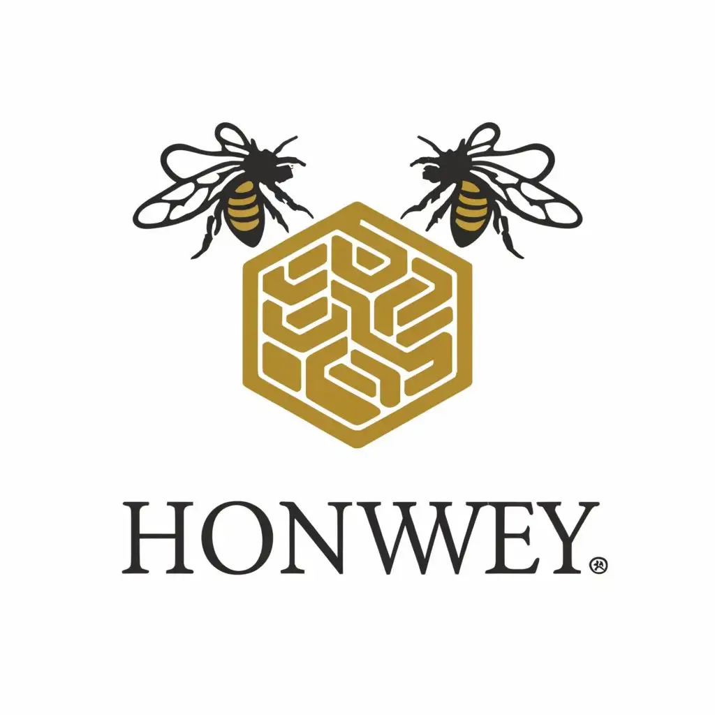 a logo design,with the text "honwey", main symbol:The "Honwey" logo is a fusion of elegance and nature's craftsmanship. At its center lies a stylized beehive, a symbol of community and collaboration. Each hexagonal cell within the hive is meticulously crafted, representing the structured harmony and meticulous attention to detail that defines our brand.

Hovering above the hive is a graceful bee, its wings outstretched in flight, symbolizing the vitality and energy of our buzzing workforce. The bee serves as a reminder of our commitment to sustainability and the natural origins of our honey products.

Surrounding the hive and bee are delicate floral accents, evoking the lush beauty of a thriving garden. The color palette is warm and inviting, with shades of gold and amber reflecting the richness of honey and the warmth of the sun.

The typography is elegant and refined, with the brand name "Honwey" presented in a sophisticated font that captures the essence of our brand. Each letter is imbued with the spirit of our hive, echoing the harmony and synergy found within.

Overall, the "Honwey" logo is a captivating symbol of elegance and nature's bounty, inviting viewers to experience the exquisite beauty and unparalleled quality of our honey products.,Moderate,clear background