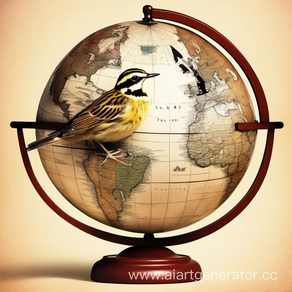 Colorful-Lark-Perched-on-a-Globe