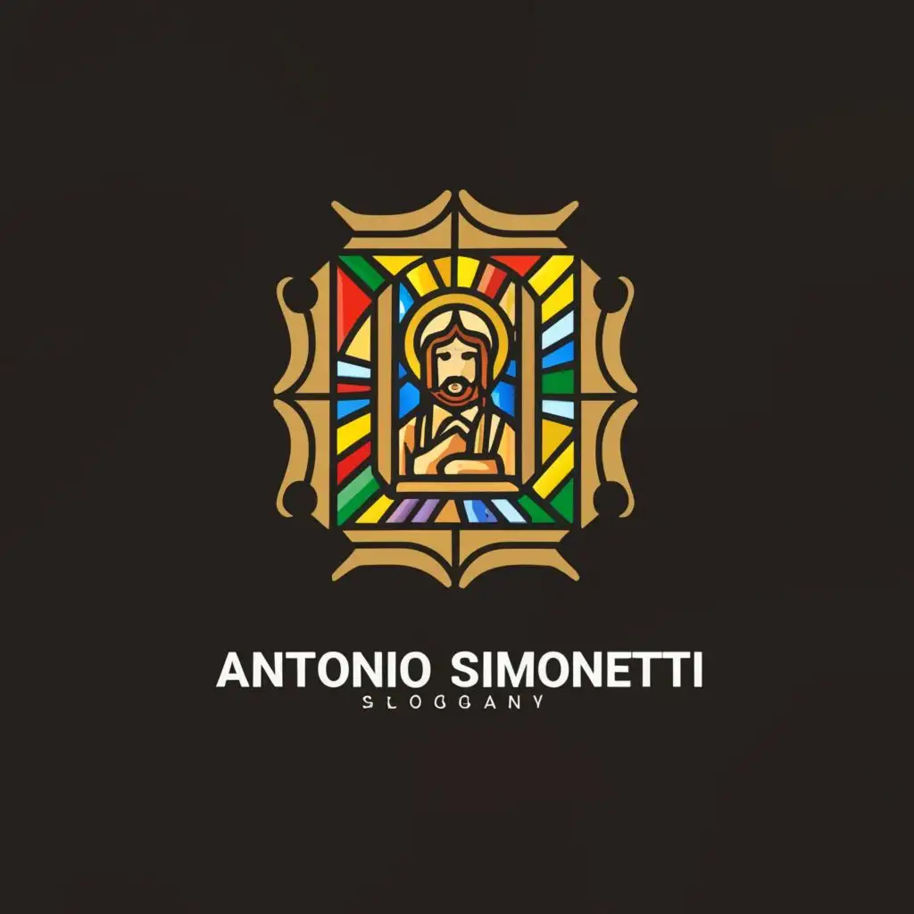 a logo design,with the text "Antonio Simonetti", main symbol:Sacred stained glass,Moderate,be used in Religious industry,clear background